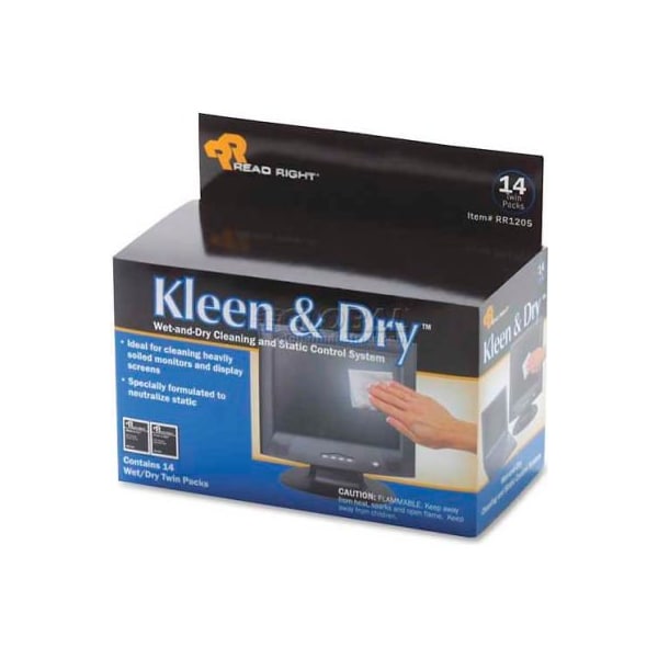 Advantus Read Right Kleen & Dry Screen Cleaning Pads, 14/Box - REARR1205 RR1205 - main